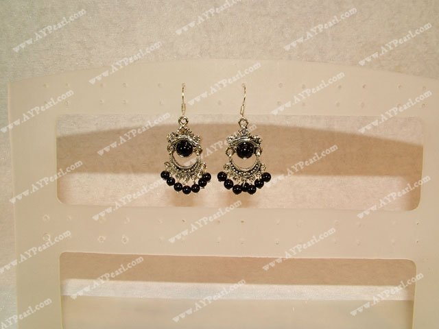 boucle d'oreille en agate noire