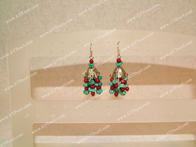 Turquoise coral earring