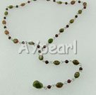 garnet green stone necklace