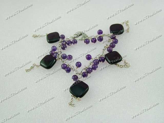 Wholesale Gemstone Jewelry-amethyst black agate bracelet