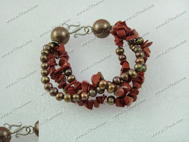 pearl red stone bracelet