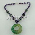 amethyst blue John agate necklace