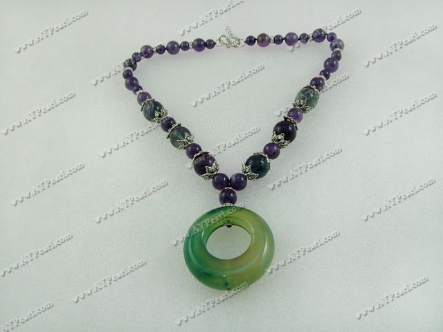 amethyst blue John agate necklace