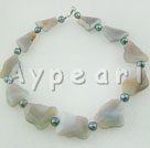 Wholesale Gemstone Jewelry-gray agate pearl necklace