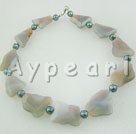 Wholesale Gemstone Jewelry-gray agate pearl necklace