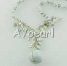 collier de perles turquoise blanc