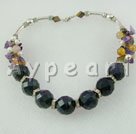 Wholesale faced blue sand stone agate necklace