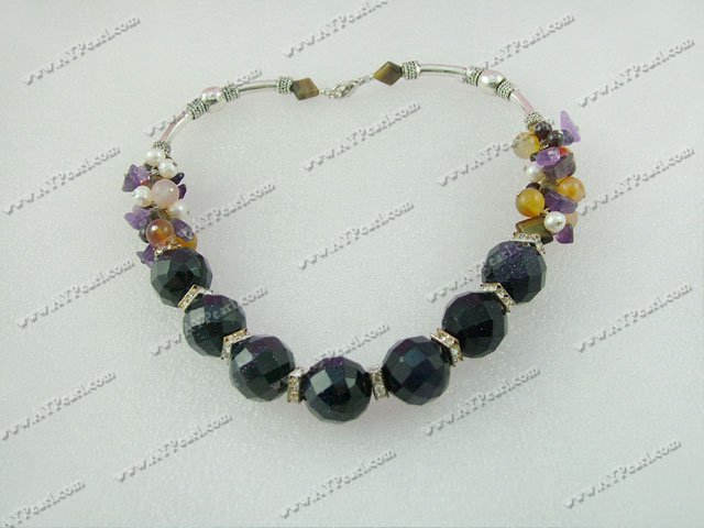 face bleue agate collier en pierre de sable