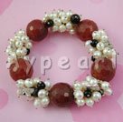 Wholesale Gemstone Bracelet-faceted red agate pearl bracelet