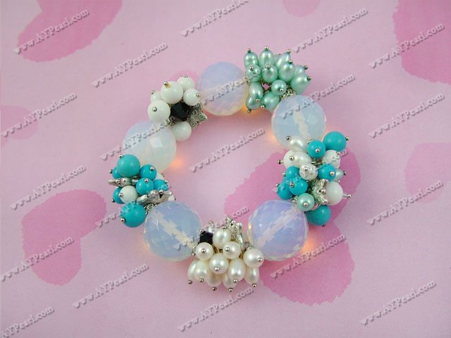 Wholesale Pearl Jewelry-pearl turquoise crystal bracelet