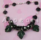white porcelain black agate necklace