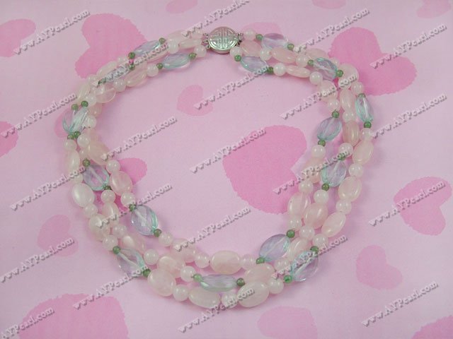 cristal de quartz rose bleue collier