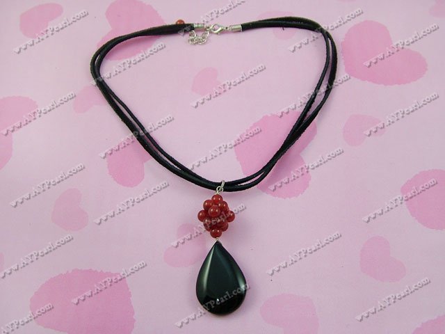 black red agate necklace