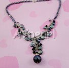 Wholesale black pearl crystal blue sandstone necklace