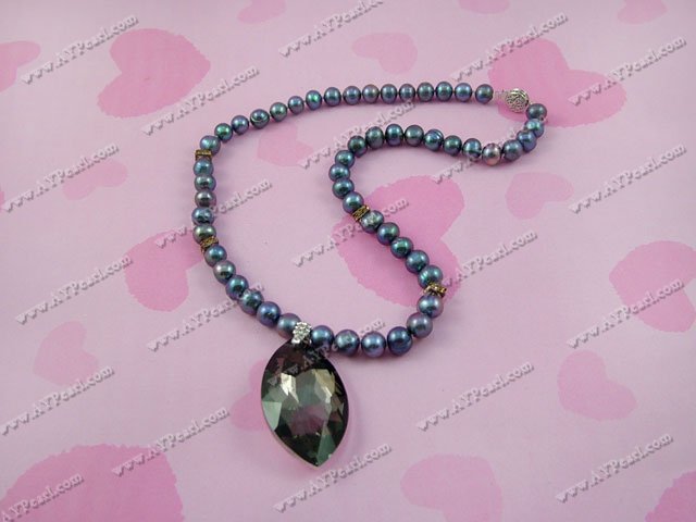 black pearl crystal necklace