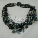 flashing stone agate pearl necklace
