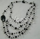 black agate smoky quartz necklace