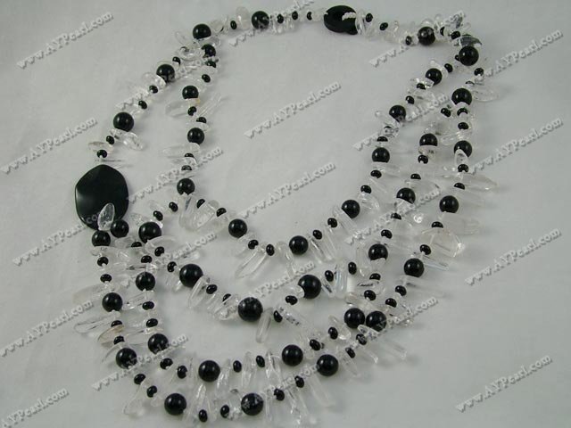 black agate smoky quartz necklace
