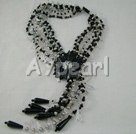 Wholesale Crystal Jewelry-white crystal black agate necklace