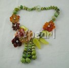Wholesale Gemstone Necklace-olive jade flower necklace