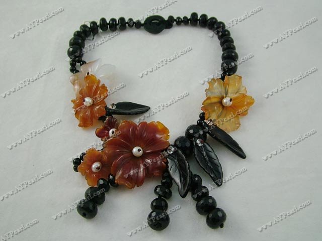Wholesale Gemstone Jewelry-black red agate necklace