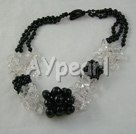 vit kristall svart agat halsband