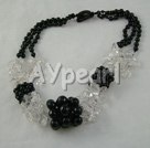 blanc noir collier agate de cristal