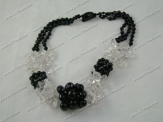 white crystal black agate necklace