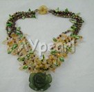 pearl crystal jade flower necklace