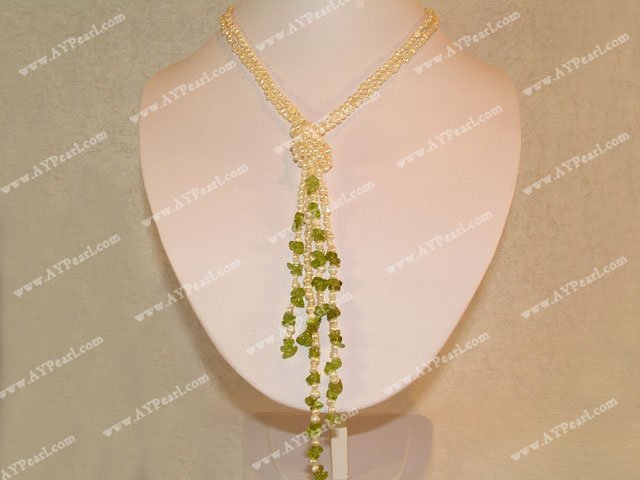 pearl olivine necklace