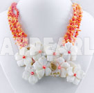 coral shell flower necklace