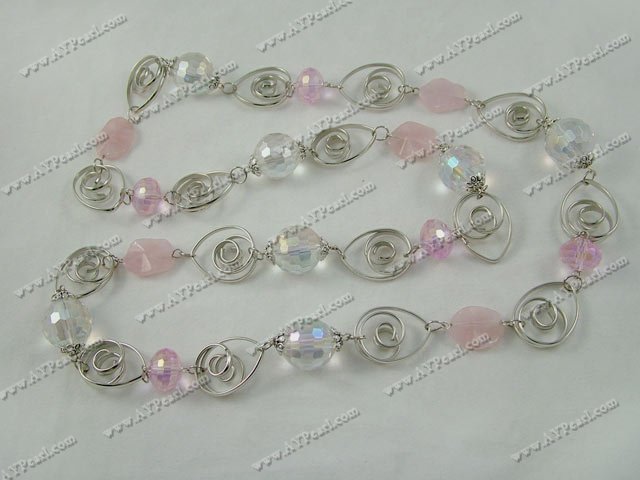manmade crystal rose quartz necklace