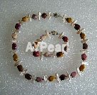 Silver Leaf Agate pearl set