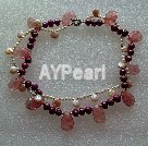 Wholesale Cherry quartz pearl necklace