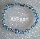 Wholesale white crystal blue agate necklace