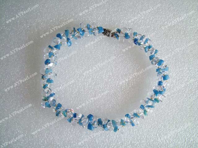 white crystal blue agate necklace
