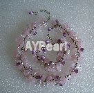 Wholesale Rose quartz cat's eye crystal necklace