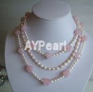pearl Rose quartz  necklace