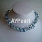 white crystal blue agate necklace