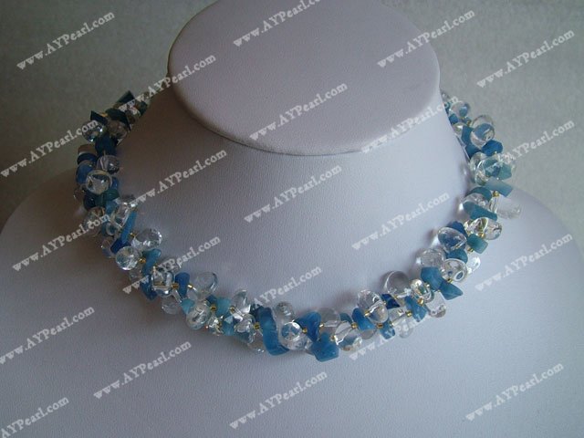 white crystal blue agate necklace