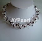 collier blanc cristal grenat