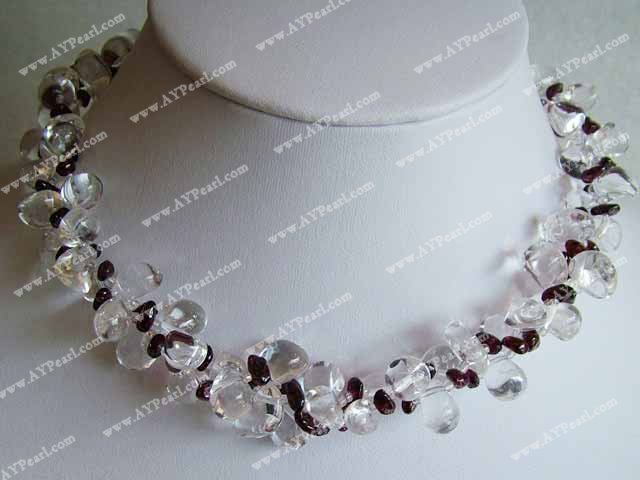 white crystal garnet necklace