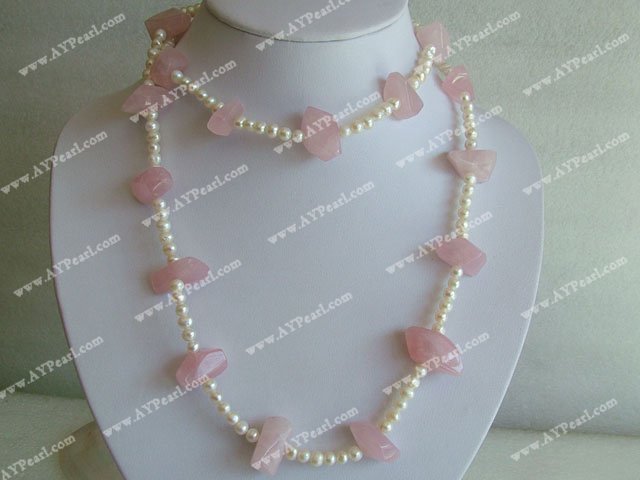 Rose quartz pearl necklace