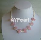 Rose quartz pearl necklace