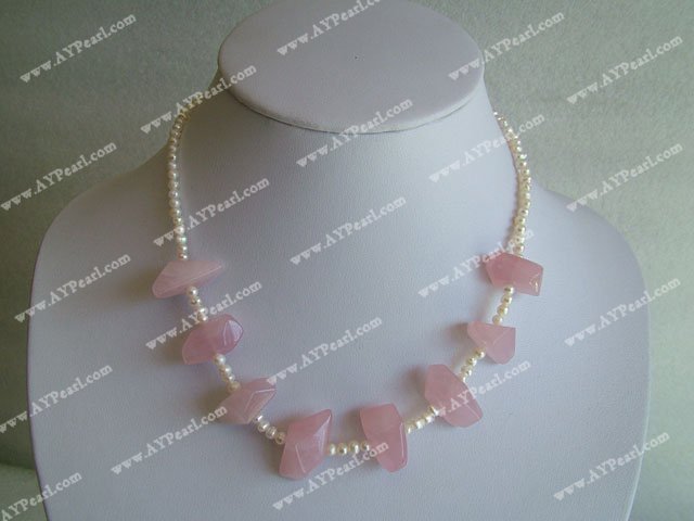 Rose quartz pearl necklace