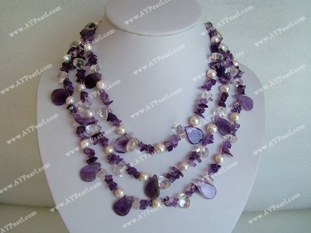 Wholesale Crystal Jewelry-Amethyst pearl necklace