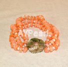 Wholesale Coral Jewelry-coral and Mother of pearl bracelet