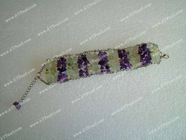 Green rutilated quartz Amethyst bracelet