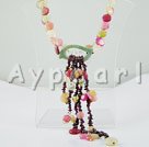 Wholesale garnet three-colored jade necklace