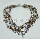 Biwa pearl crystal tiger eye necklace